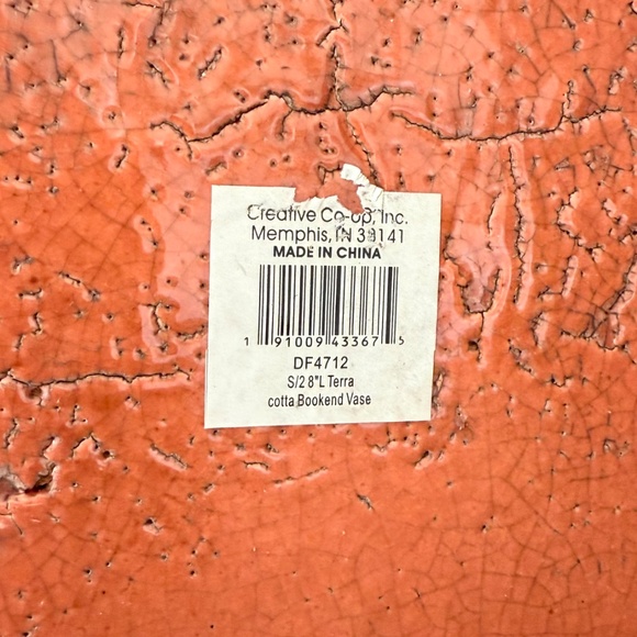 Terracota Glazed Orange Vase/Bookends - Picture 6 of 7